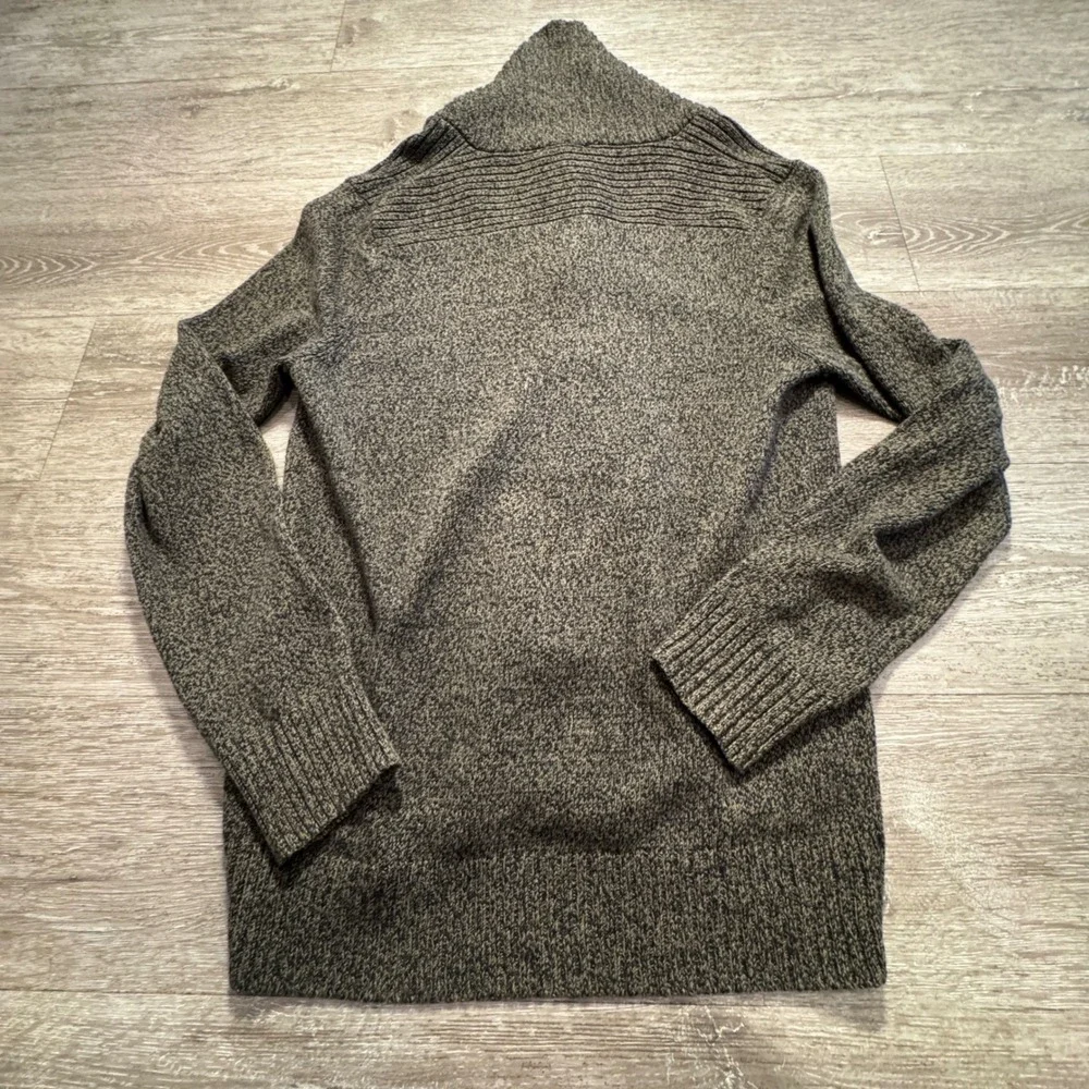 Express Cardigan Sweater Men Large Green Marl Cotton Blend Shawl Collar Heritage